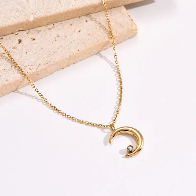 14k Gold Plated Crescent Moon Pendant Necklace
