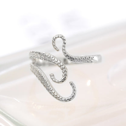 Silver Octopus engagement Ring
