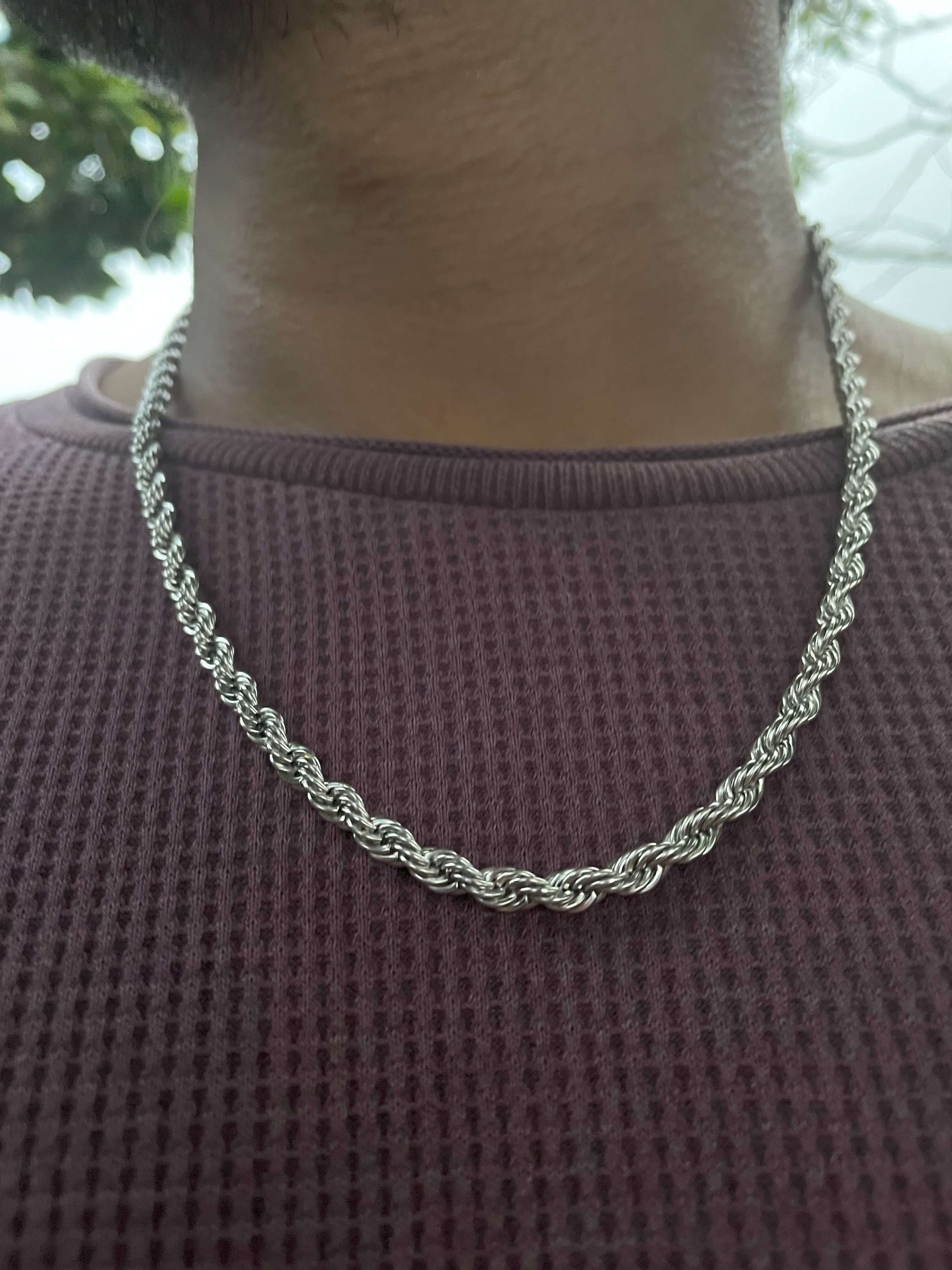 Mens Rope Chain Silver