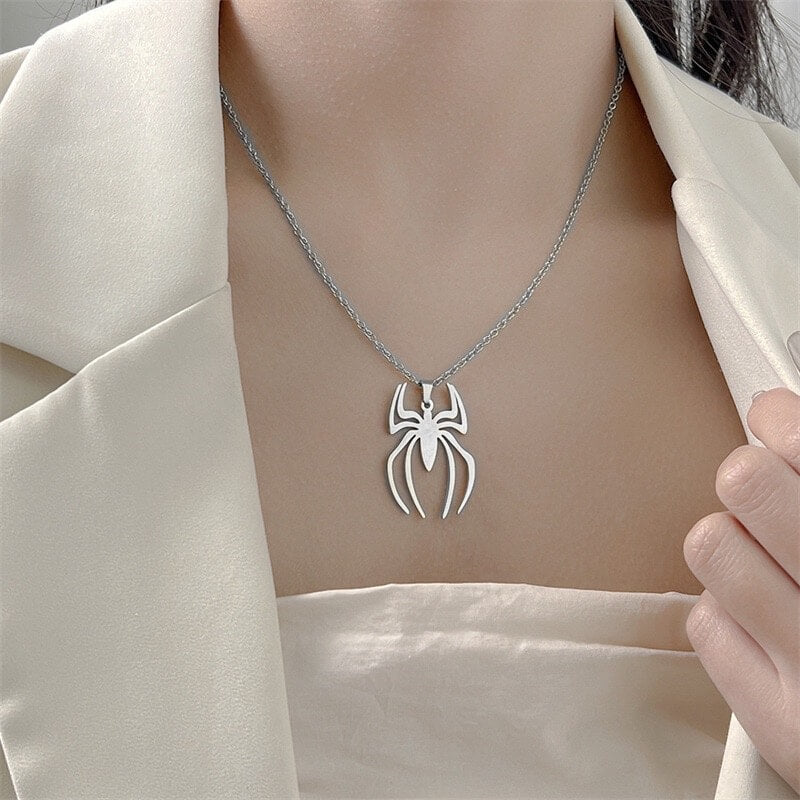 Woman Wearing SpiderMan Necklace Madame Web