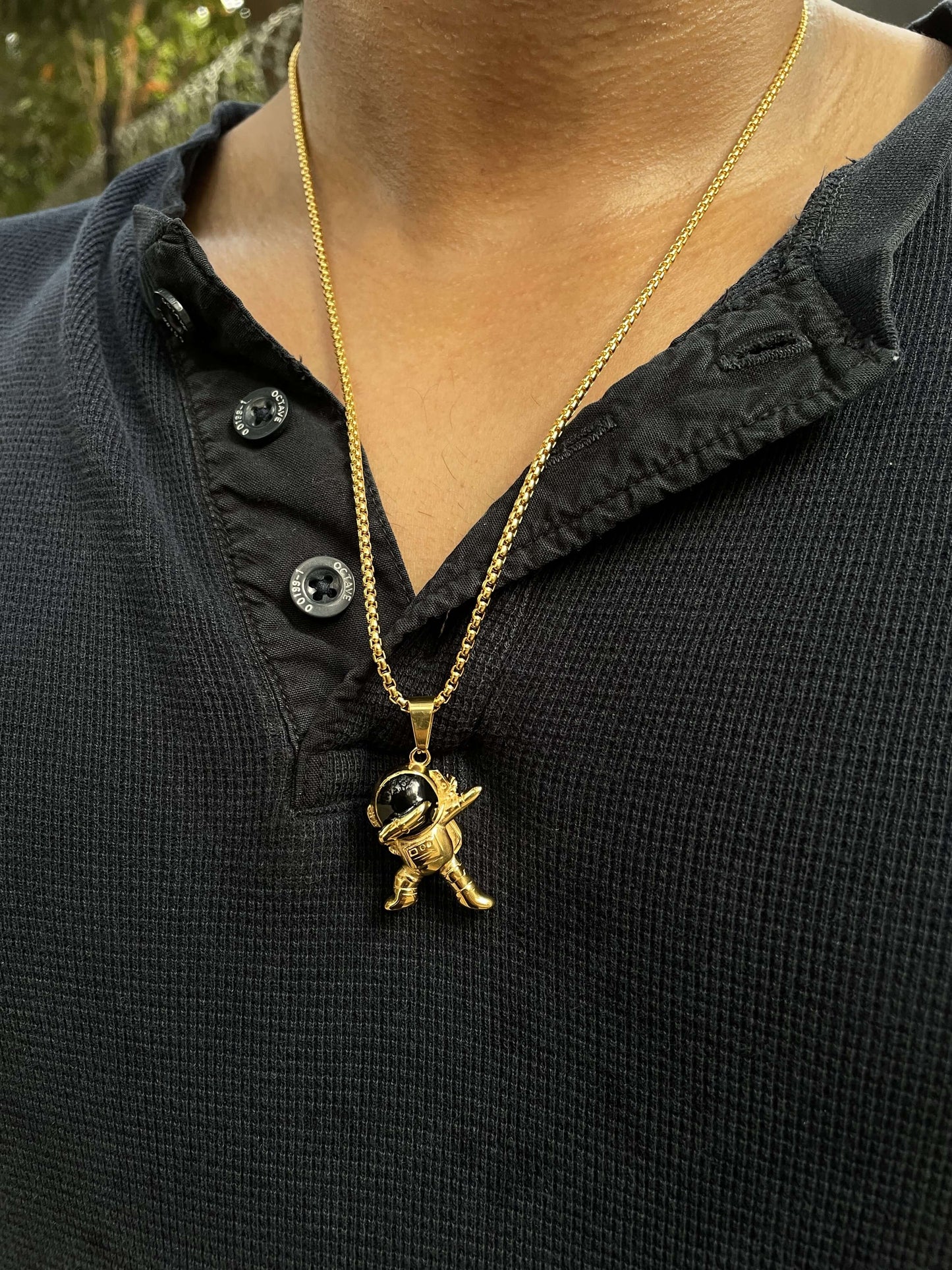 Gold Astronaut Necklace for Men